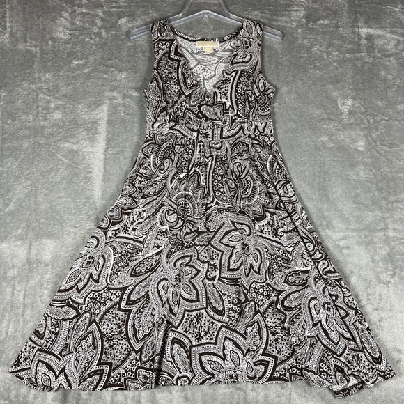 Michael Kors Dress Small Brown Paisley And Floral Fit And‎ Flare Boho Summer - Picture 1 of 6